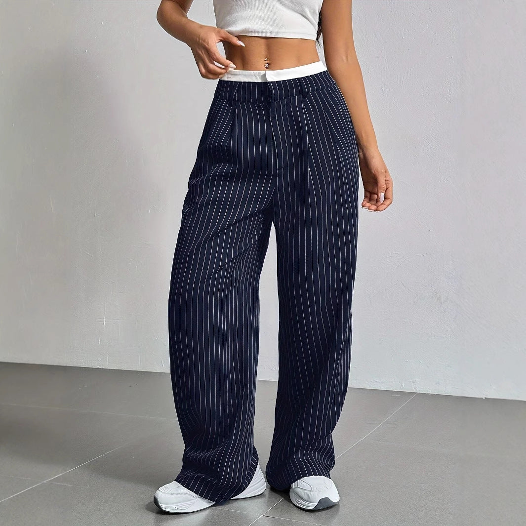 Pantalon | Taille Élastique | Rayures Verticales | Idéal pour un look décontracté et stylé