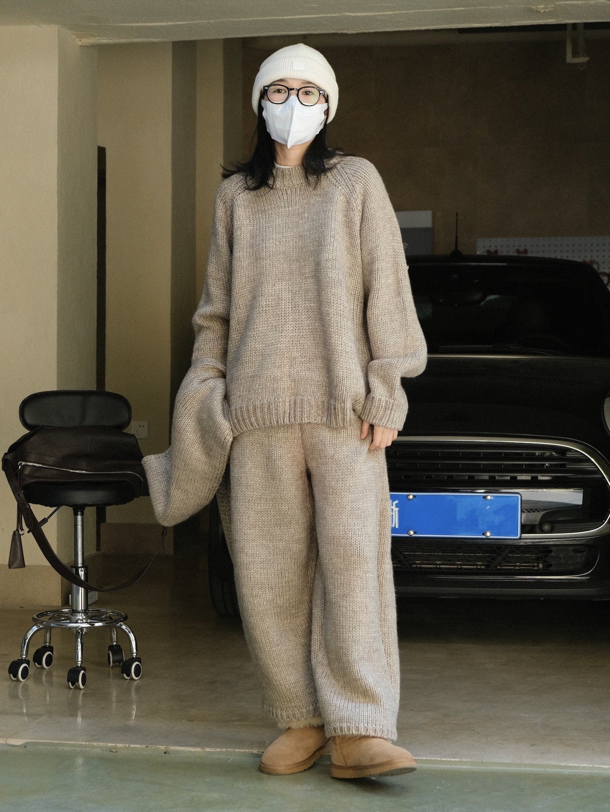 Pantalon Maille | Coupe Large & Confort | Bordure Fourrure | Idéal pour moments cocooning