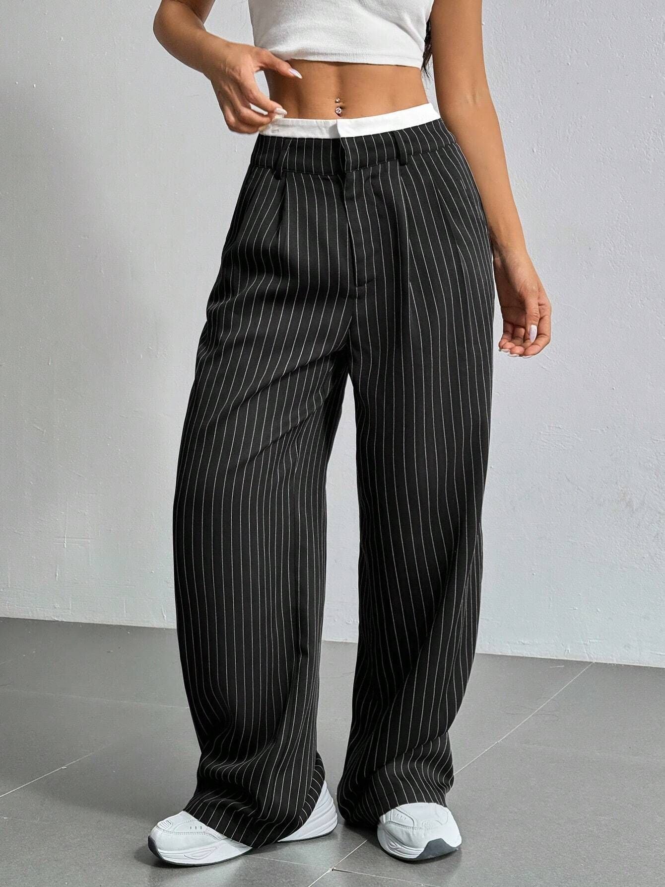 Pantalon | Taille Élastique | Rayures Verticales | Idéal pour un look décontracté et stylé