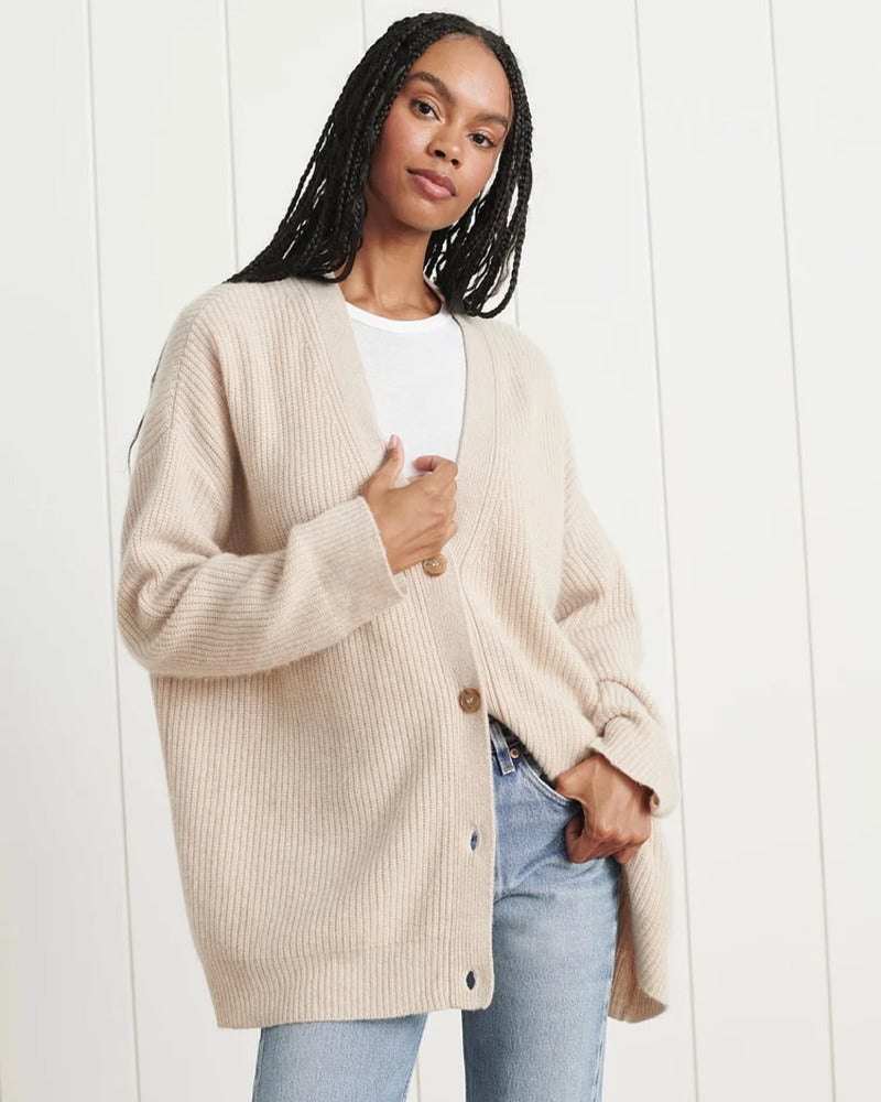 Cardigan en maille | Coupe oversize confortable | Pour les superpositions automnales ou les journées détente