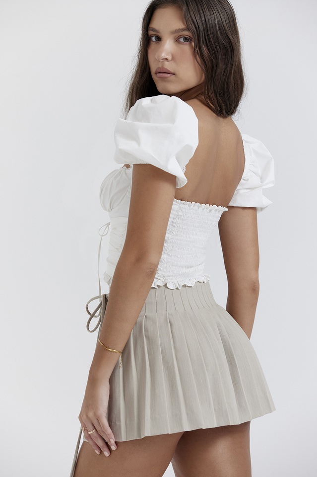 Top Corseté | Manches Ballon | Smocké au Dos | Idéal pour soirées estivales