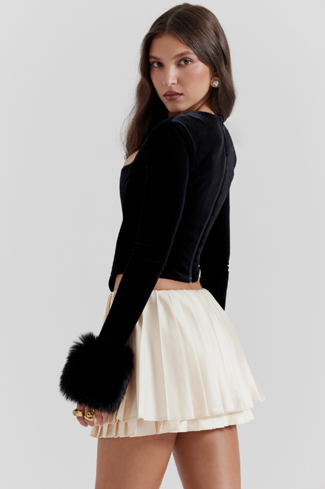 Top Corset | Velours Luxueux | Manches Longues | Idéal pour soirées élégantes