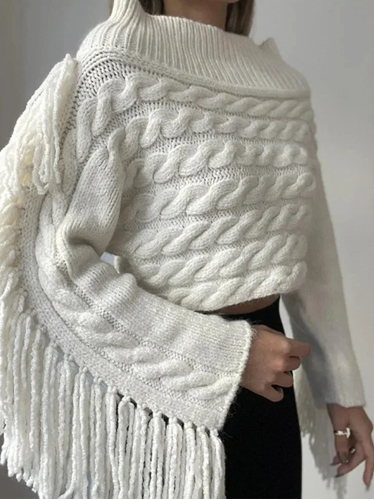 Pull Tendance | Épaules Dégagées | Maille Torsadée | Idéal pour les Soirées d’Hiver