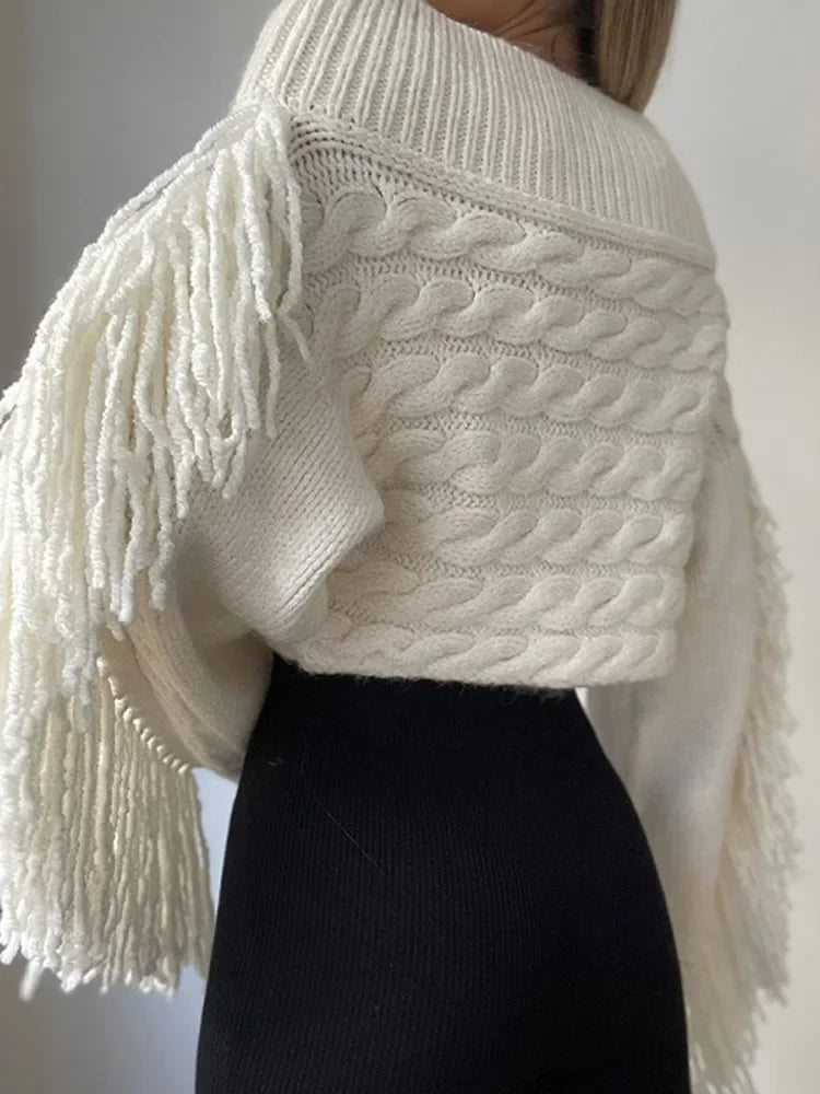 Pull Tendance | Épaules Dégagées | Maille Torsadée | Idéal pour les Soirées d’Hiver