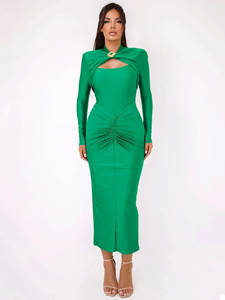 Robe Longue | Détails Froncés | Idéale pour une soirée élégante Ask ChatGPT