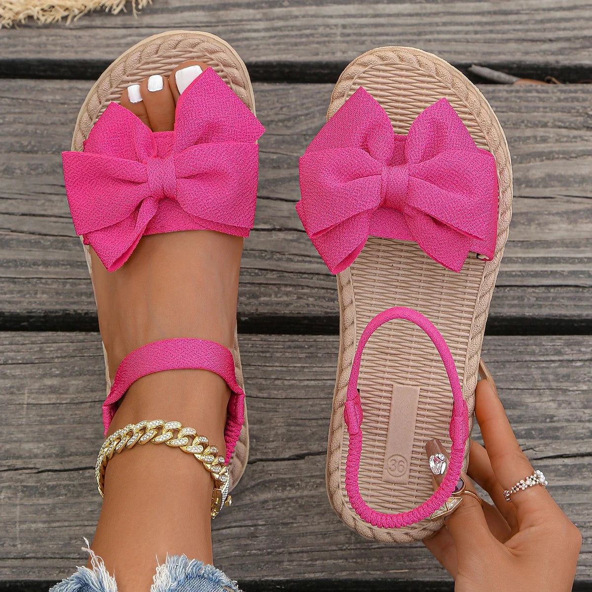 Sandales Été | Nœud Féminin et Semelle Souple | Idéales pour un look romantique et décontracté