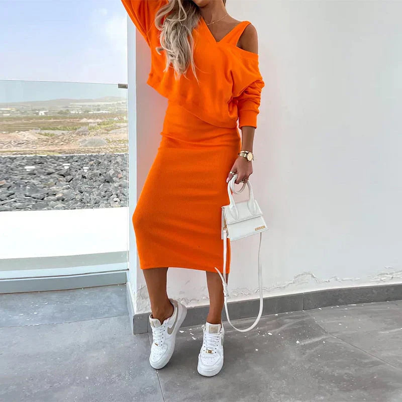Ensemble Décontracté | Jupe Ajustée et Haut Loose | Style Minimal Chic | Parfait pour Sorties Urbaines ou Détente