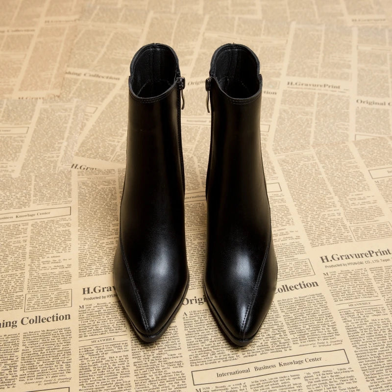Bottines noires | Bout pointu élégant | Talon bloc confortable | Idéales pour le travail ou la ville