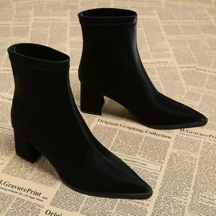 Bottines élégantes | Talon carré stable | Bout pointu | Idéales pour automne ou look urbain