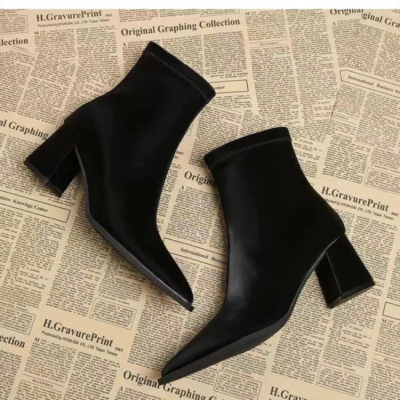 Bottines élégantes | Talon carré stable | Bout pointu | Idéales pour automne ou look urbain