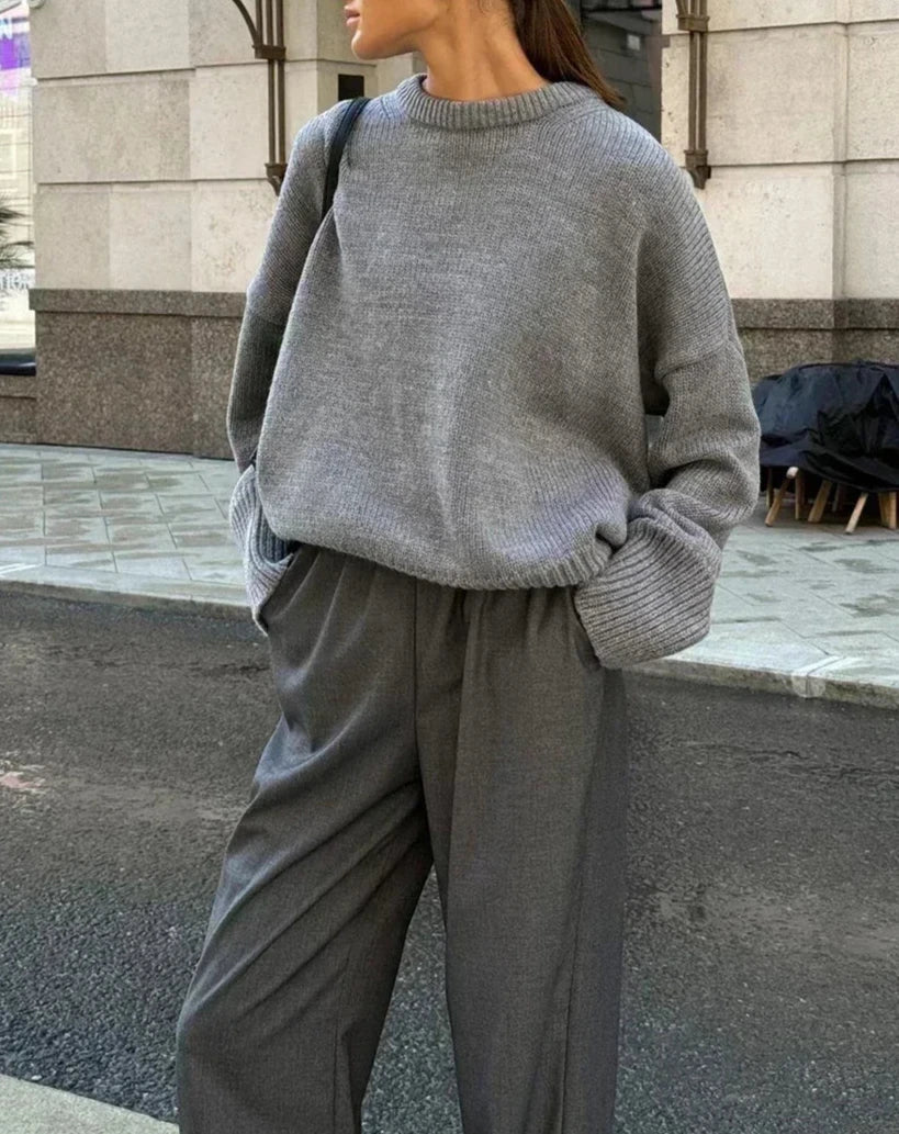Pull Oversize Femme | Maille Épaisse et Col Rond | Idéal pour Looks Automnaux Élégants et Décontractés
