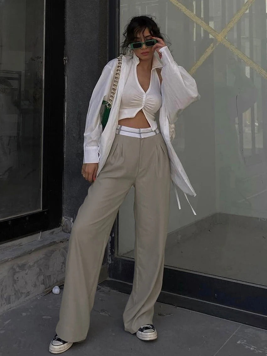 Pantalon Fluide | Taille Haute & Plis Marqués | Idéal pour tenues citadines