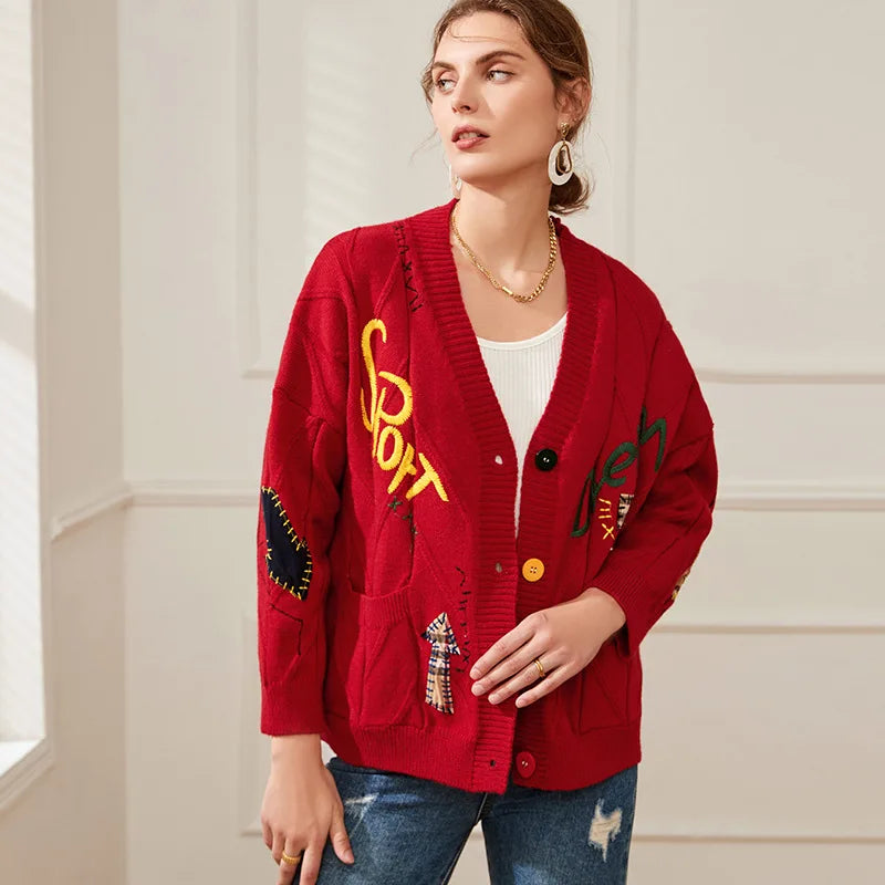 Cardigan Oversize | Brodé et Original | Idéal pour un look casual créatif et confortable