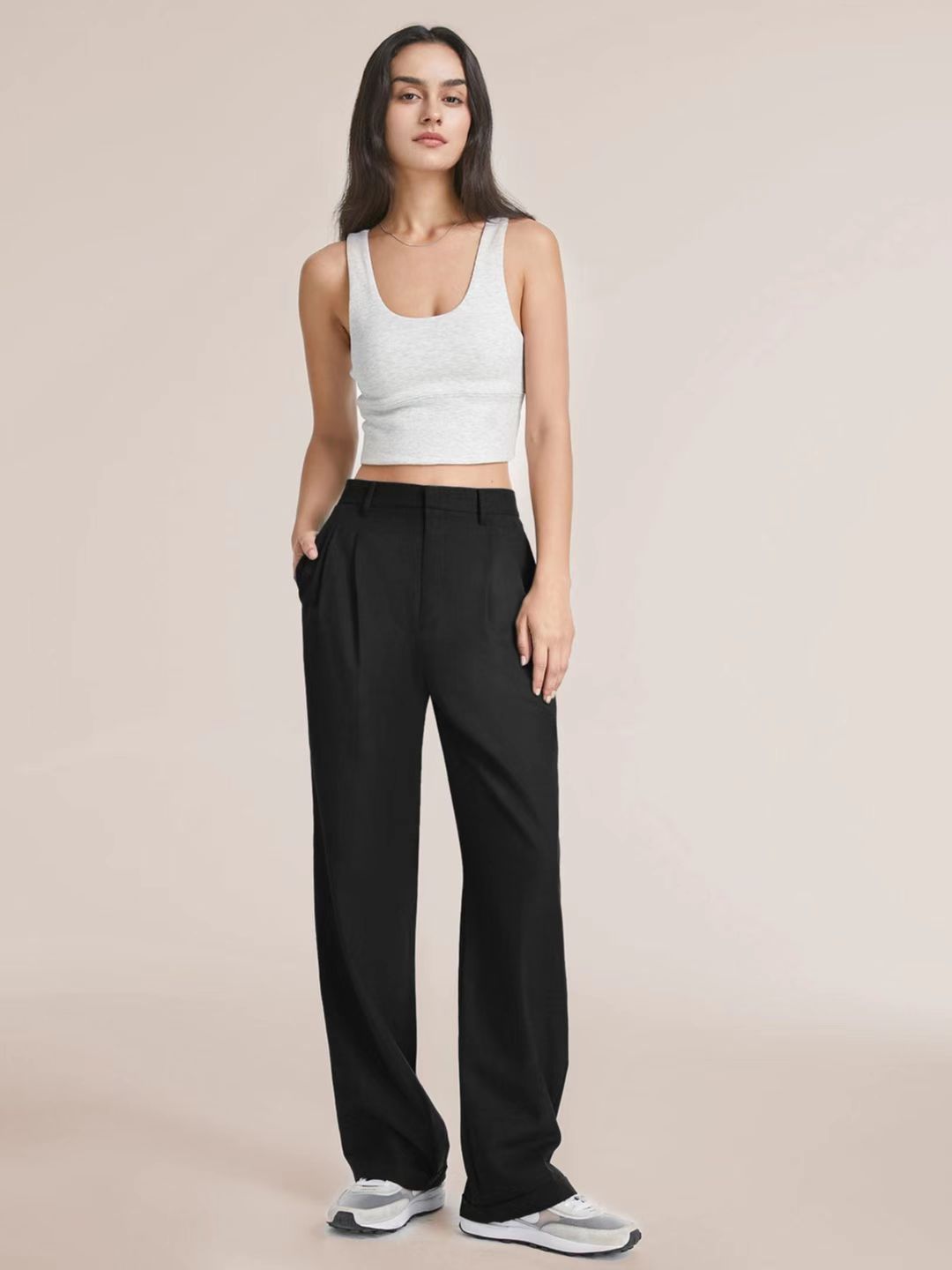 Pantalon Élégant | Taille Haute | Jambe Large et Flatteuse | Idéal pour le Bureau ou les Sorties Chic