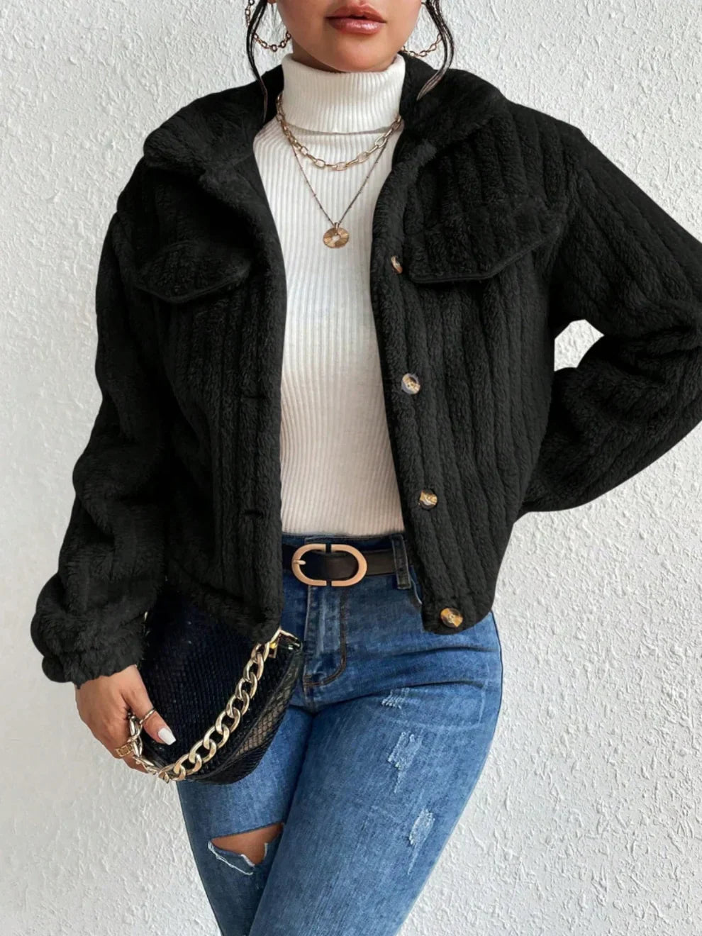 Veste Femme Chaude | Tissu Texturé | Look Décontracté Chic pour Automne & Hiver