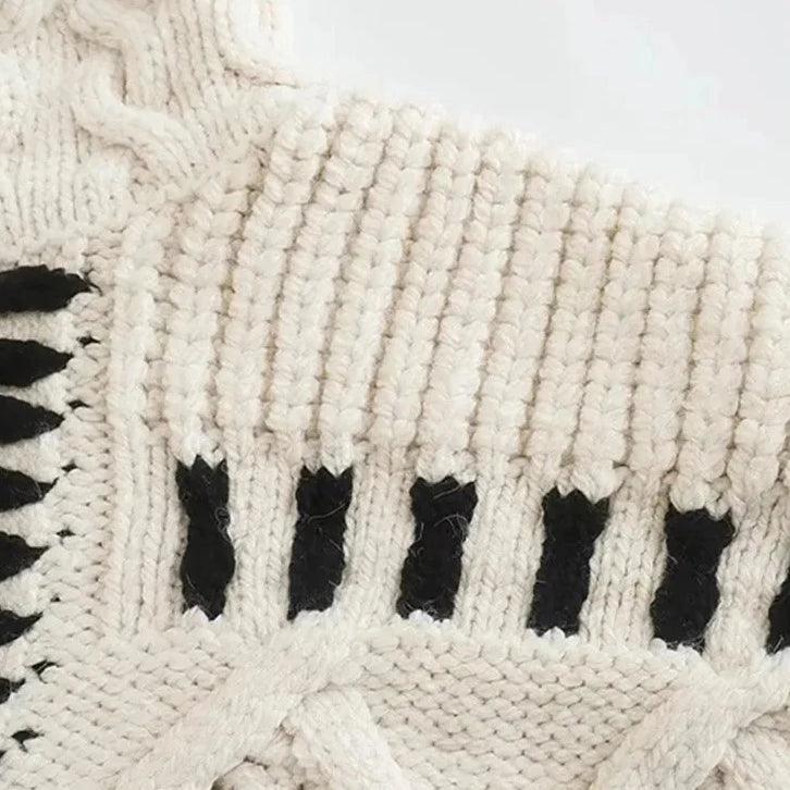 Pull Hiver | Motif Torsadé et Détails Contrastés | Idéal pour un look texturé et moderne