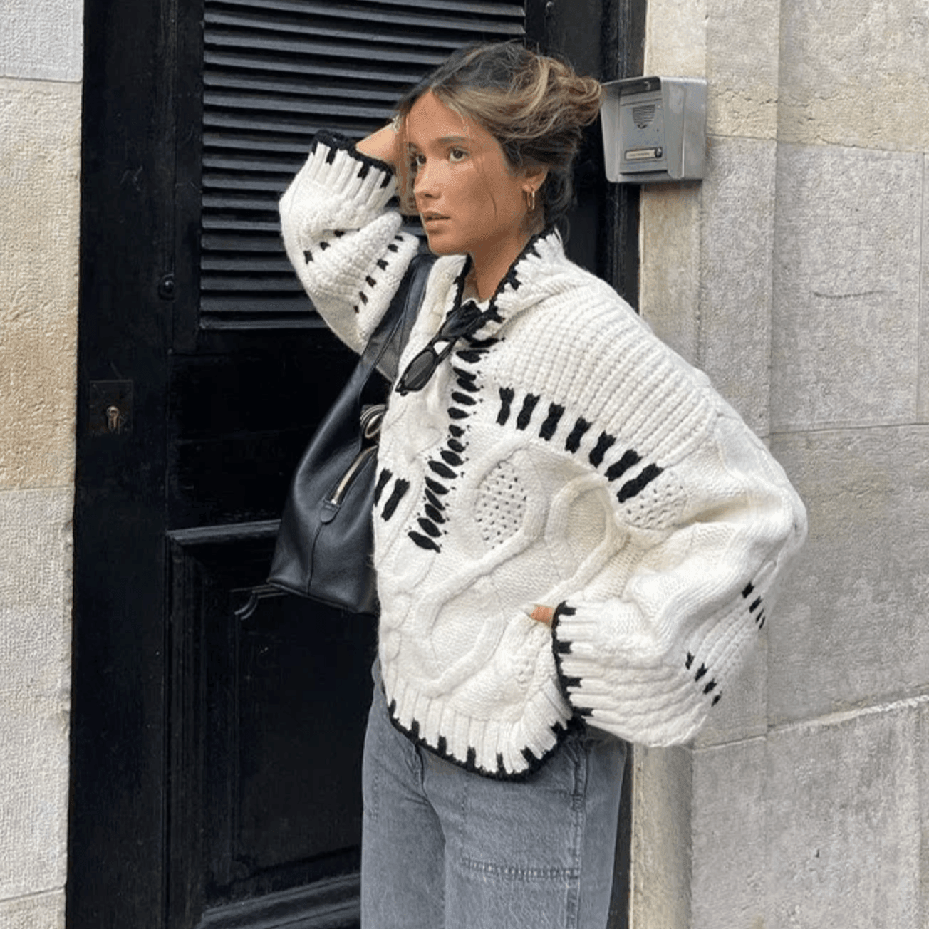Pull Hiver | Motif Torsadé et Détails Contrastés | Idéal pour un look texturé et moderne