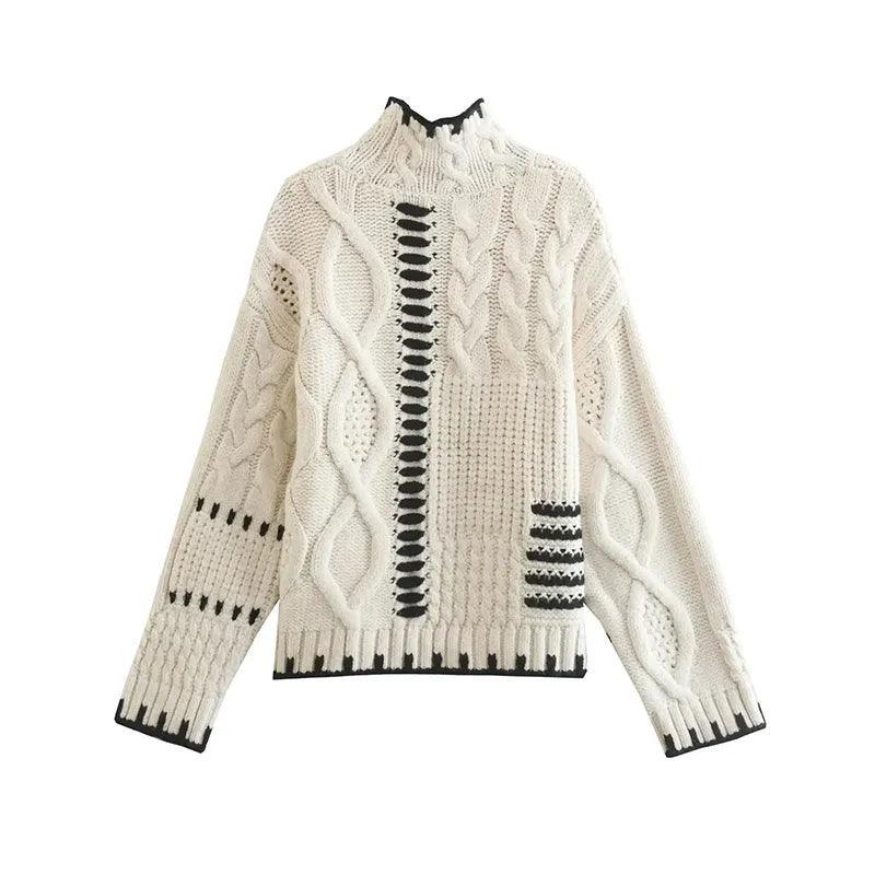 Pull Hiver | Motif Torsadé et Détails Contrastés | Idéal pour un look texturé et moderne