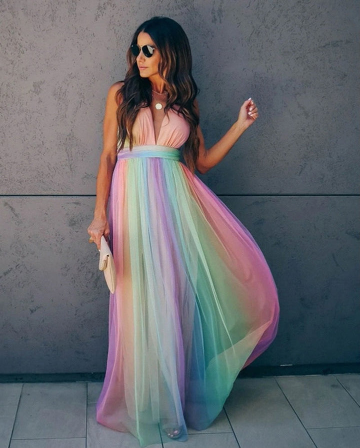 Robe Colorée à Col V Femme | Vive & Stylée | Parfaite pour Toutes les Occasions