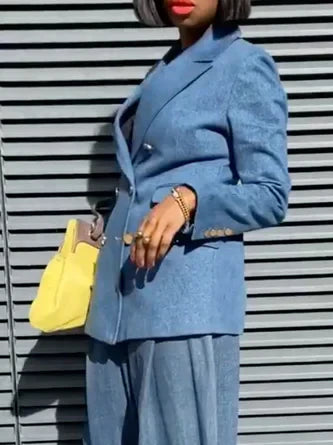 Ensemble Femme | Tailleur Denim Moderne | Idéal pour looks urbains et tenues audacieuses