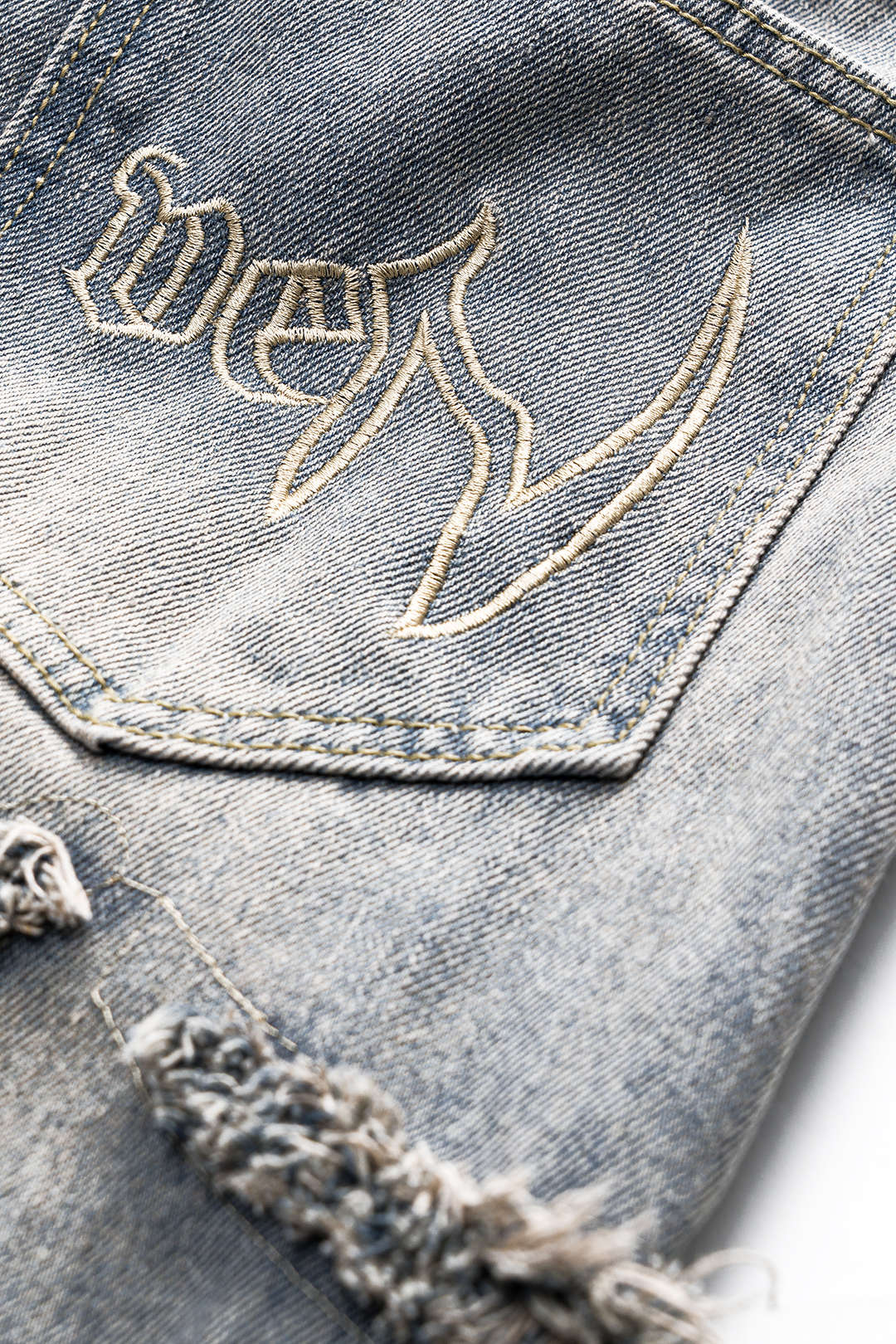 Jean en Denim | Coupe Large | Effiloché | Idéal pour un look streetwear