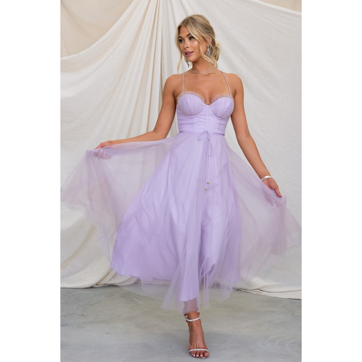 Robe de Cérémonie | Bustier Drapé et Jupe Tulle | Parfaite pour un mariage ou une garden party