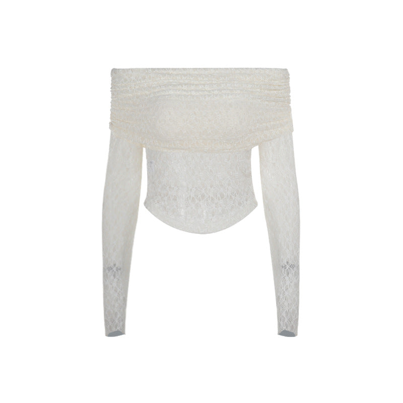 Haut en Dentelle | Épaules Dénudées | Tissu Ajouré | Parfait pour les vacances ou les événements d’été