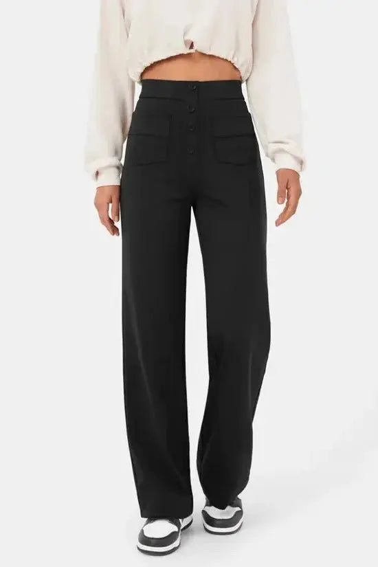 Pantalon Large | Taille Haute | Poches Frontales | Parfait pour bureau et afterworks