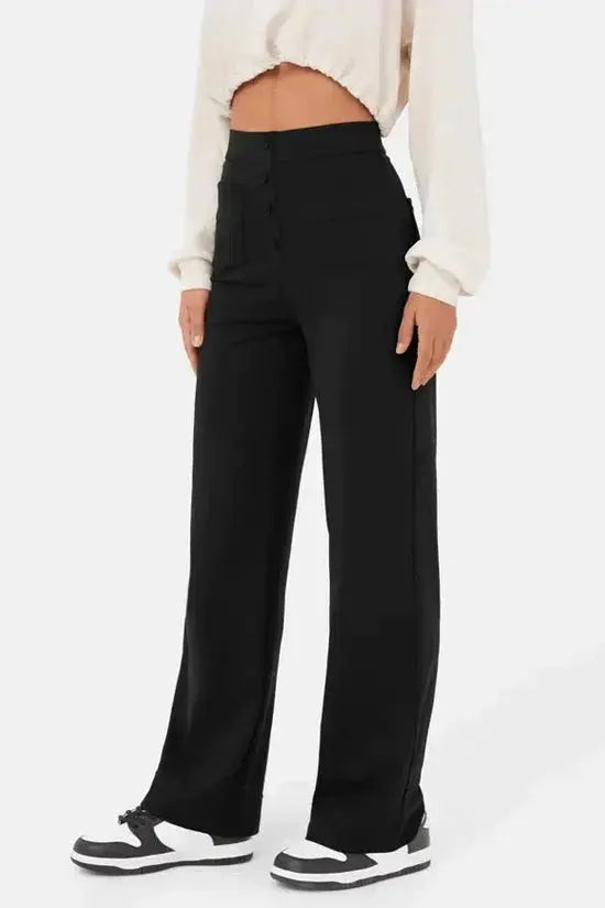 Pantalon Large | Taille Haute | Poches Frontales | Parfait pour bureau et afterworks