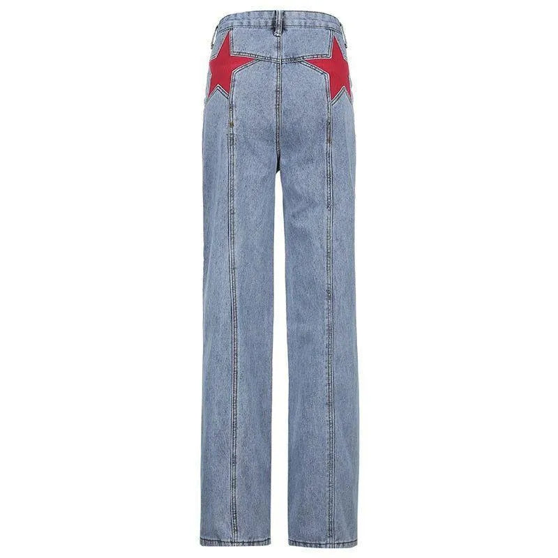 Jean Droit | Étoiles Appliquées | Taille Haute | Parfait pour un look urbain