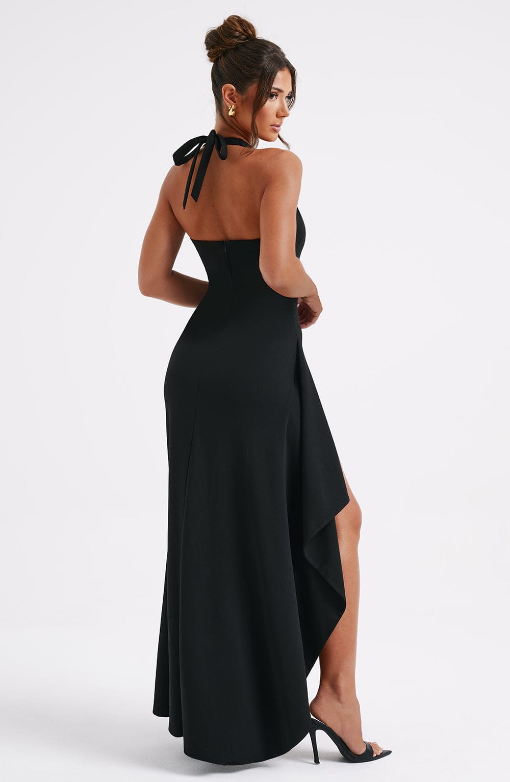 Robe Élégante | Fente Haute Latérale | Encolure Plongeante et Dos Nu | Parfaite pour Soirée ou Événement Formelle