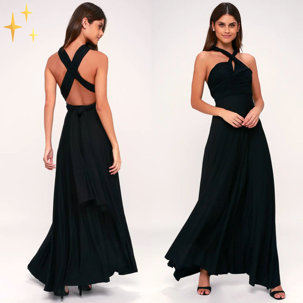 Robe de soirée dos nu style cache-cœur pour femme | Longue et élégante | Parfaite pour les occasions spéciales