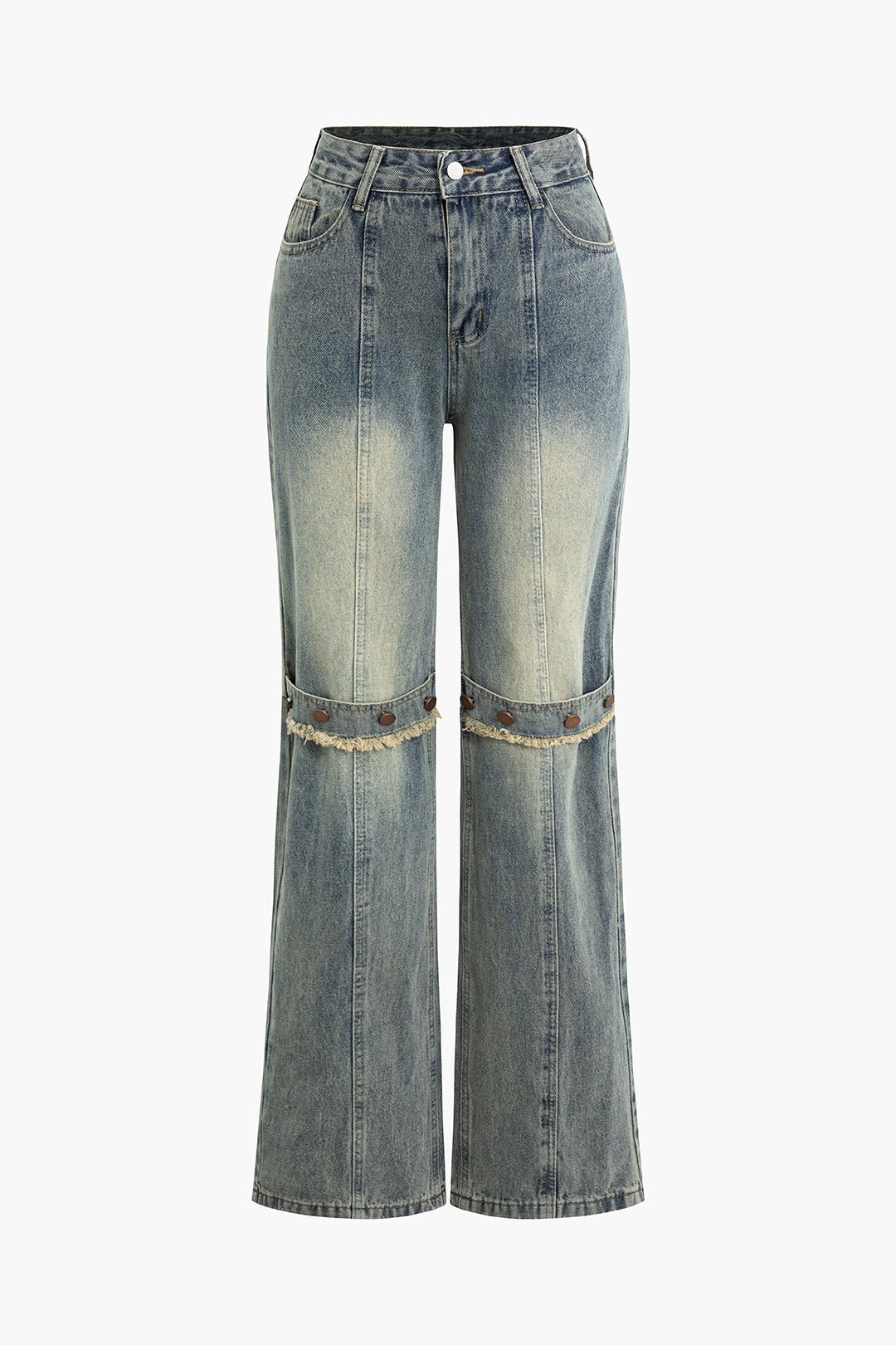 Jean Taille Haute | Jambe Large | Détails Frangés | Parfait pour un look moderne
