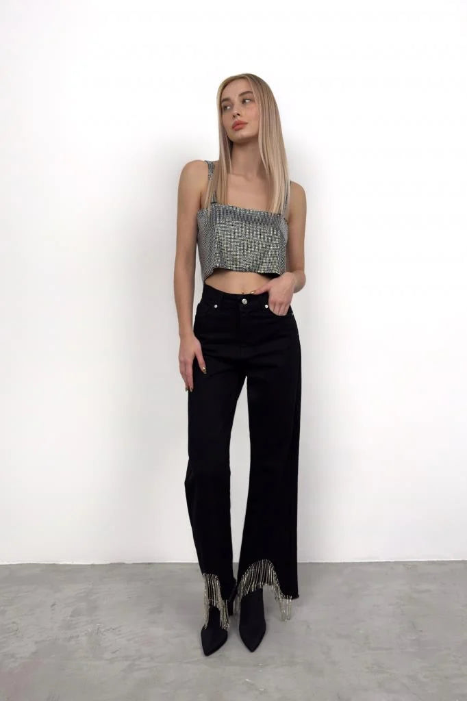 Jean à Franges | Denim | Taille Haute | Idéal pour festivals et brunchs d’été