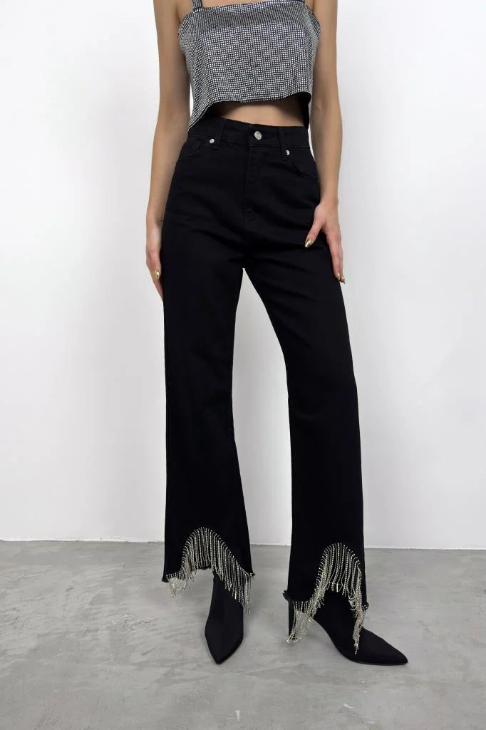 Jean à Franges | Denim | Taille Haute | Idéal pour festivals et brunchs d’été