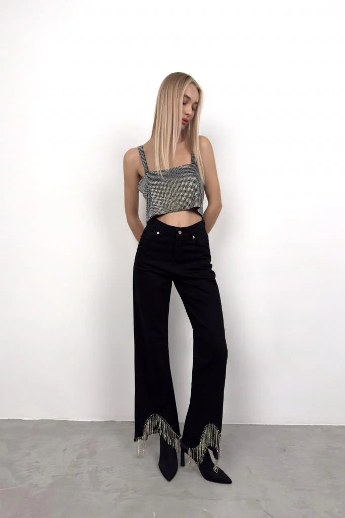 Jean à Franges | Denim | Taille Haute | Idéal pour festivals et brunchs d’été