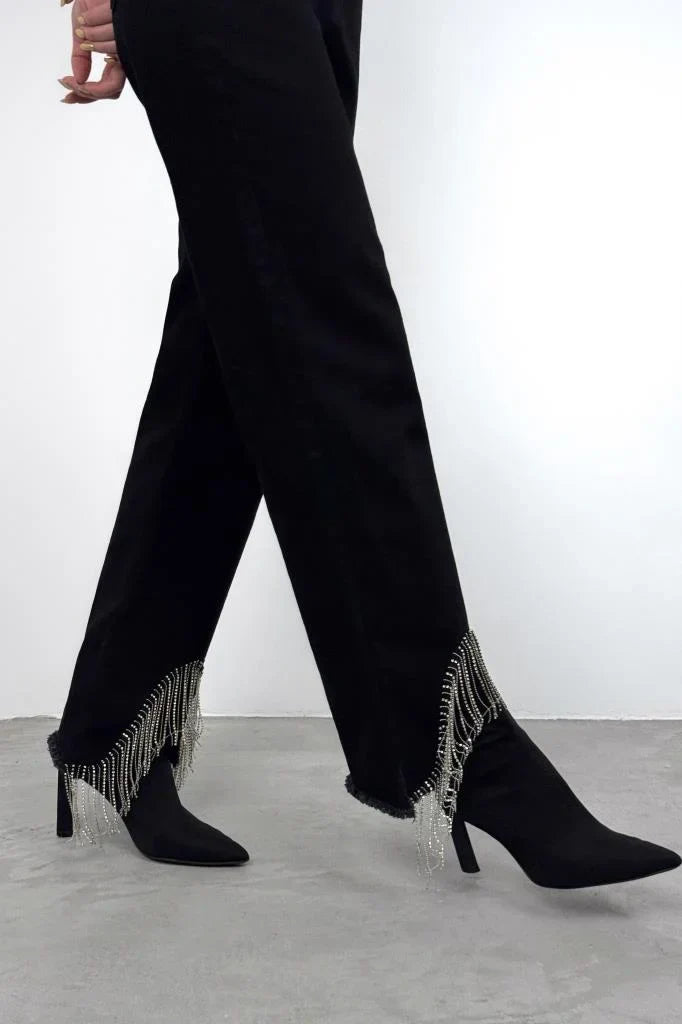 Jean à Franges | Denim | Taille Haute | Idéal pour festivals et brunchs d’été