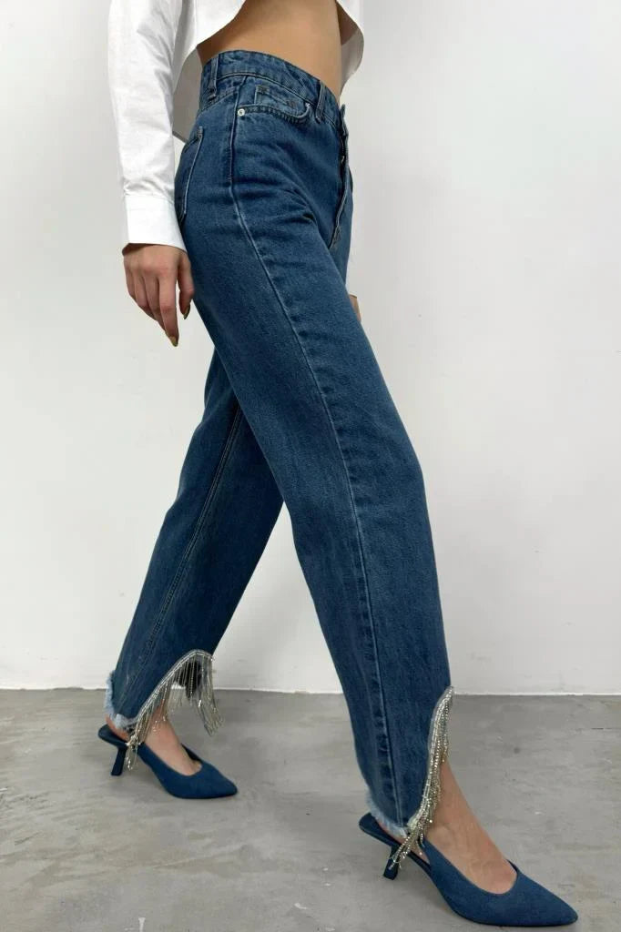 Jean à Franges | Denim | Taille Haute | Idéal pour festivals et brunchs d’été