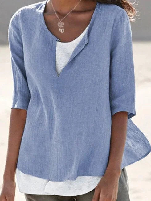 Blouse Décontractée Femme | Effet Superposé, Style Estival Chic | Pièce Polyvalente
