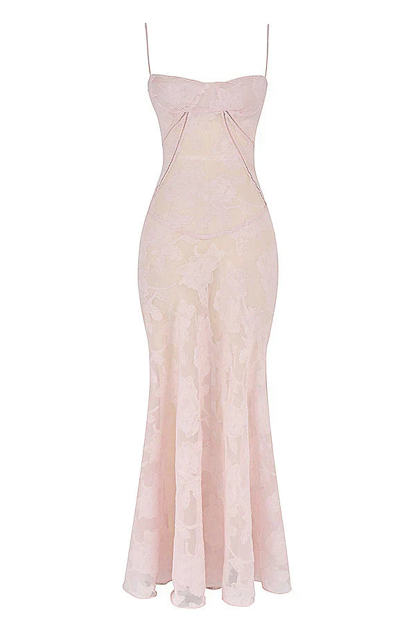 Robe Longue Brodée | Polyester Brodé | Élégance Estivale | Mariages & Réceptions