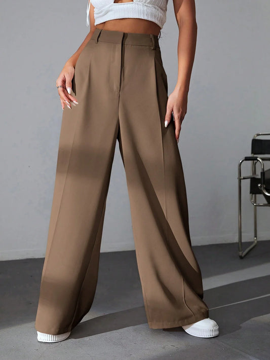 Pantalon Fluide | Taille Haute | Jambe Large | Idéal pour sorties urbaines