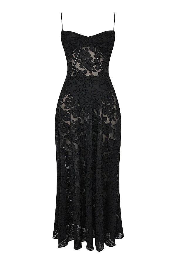 Robe Longue Brodée | Polyester Brodé | Élégance Estivale | Mariages & Réceptions