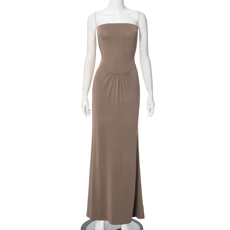 Robe Longue Bustier | Drapée et Élégante | Idéale pour Soirées Chic et Cérémonies