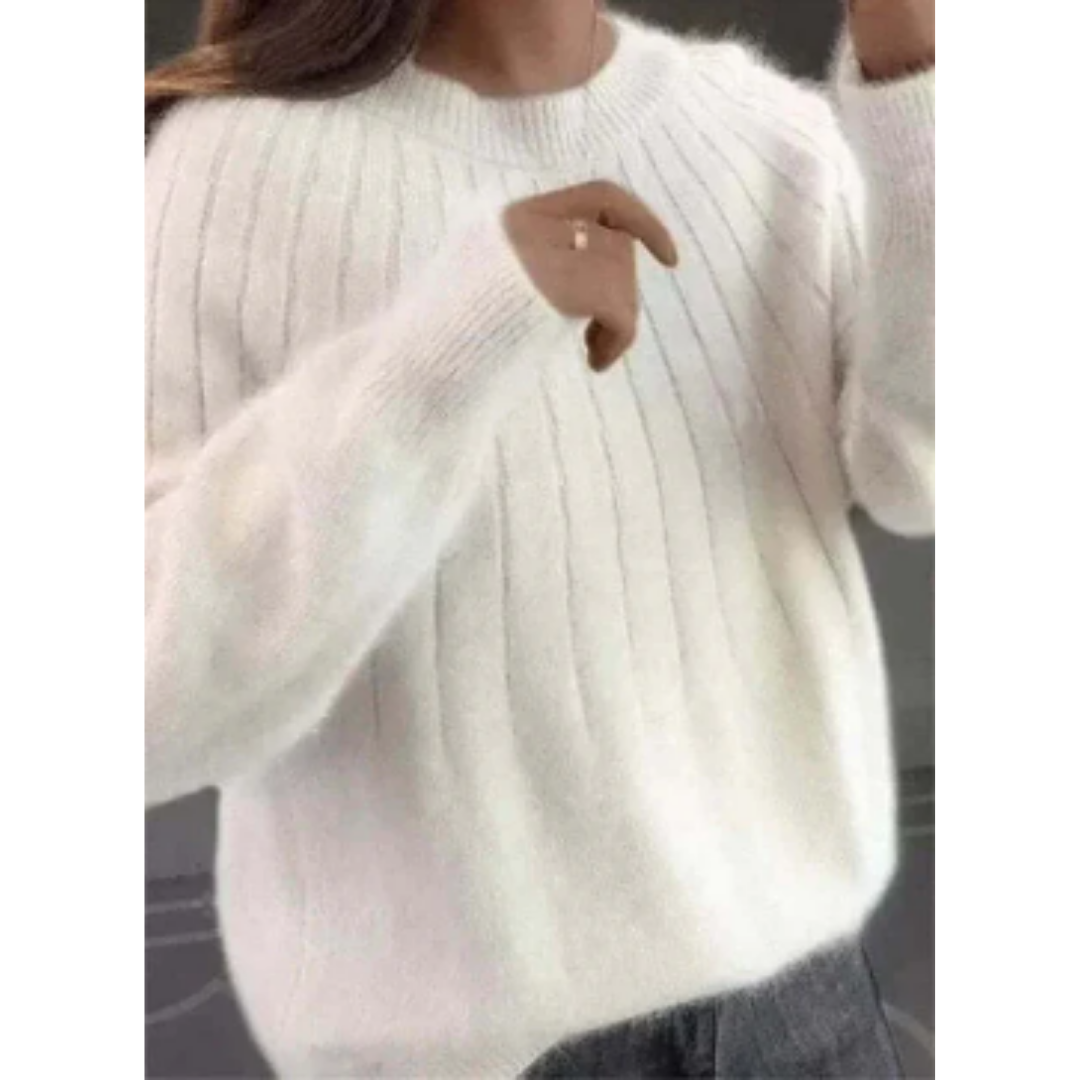 Pull Douillet en Maille Floue à Côtes Fines pour Femme | Confort Léger & Texture Moelleuse