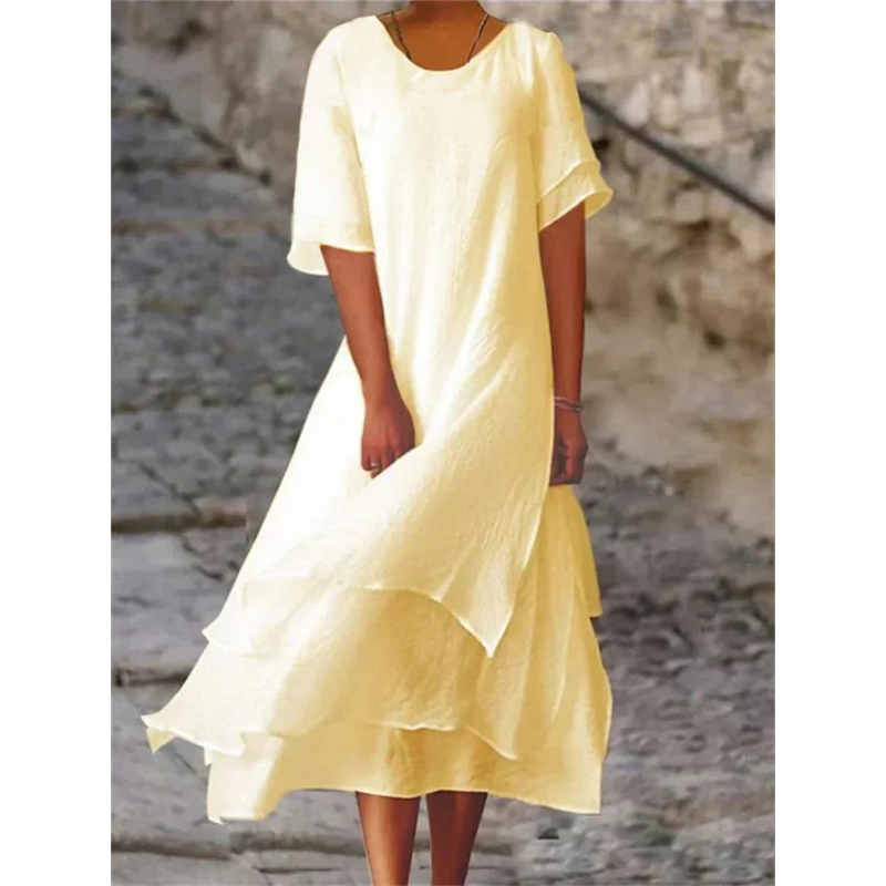 Robe Superposée Fluide | Col Rond et Manches Courtes | Idéale pour un confort aérien