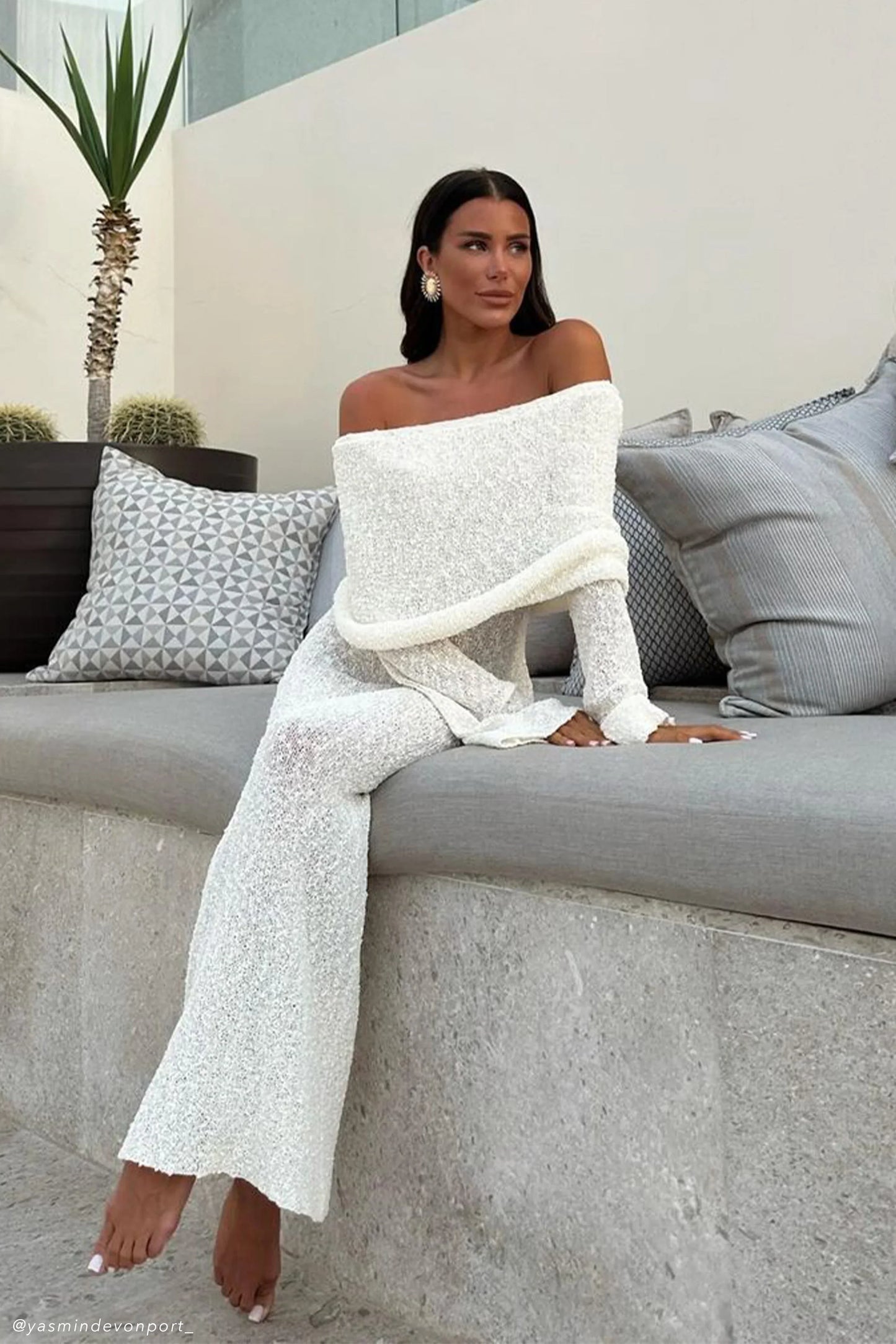 Ensemble Maille Bardot | Maille Extensible | Silhouette Flatteuse | Soirées Décontractées
