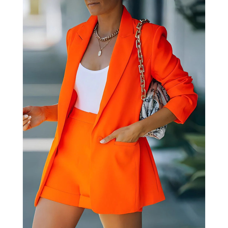 Ensemble Tailleur 2 Pièces | Blazer Droit Short Élégant | Chic Estival Décontracté
