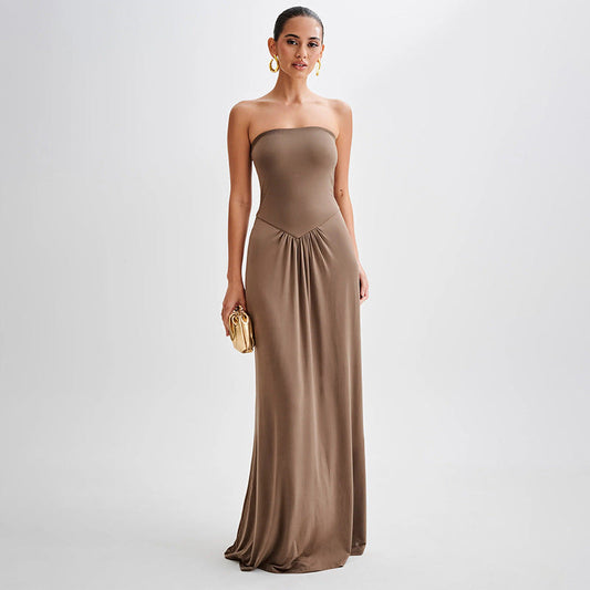 Robe Longue Bustier | Drapée et Élégante | Idéale pour Soirées Chic et Cérémonies