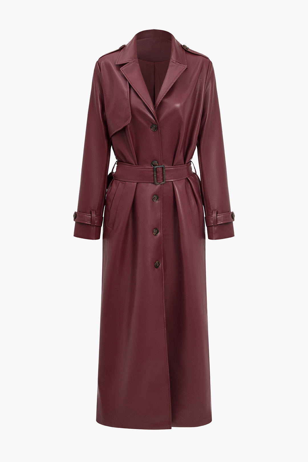 Trench Long Effet Cuir | Élégant et Audacieux | Parfait pour la Mi-Saison et les Looks Chic Urbains