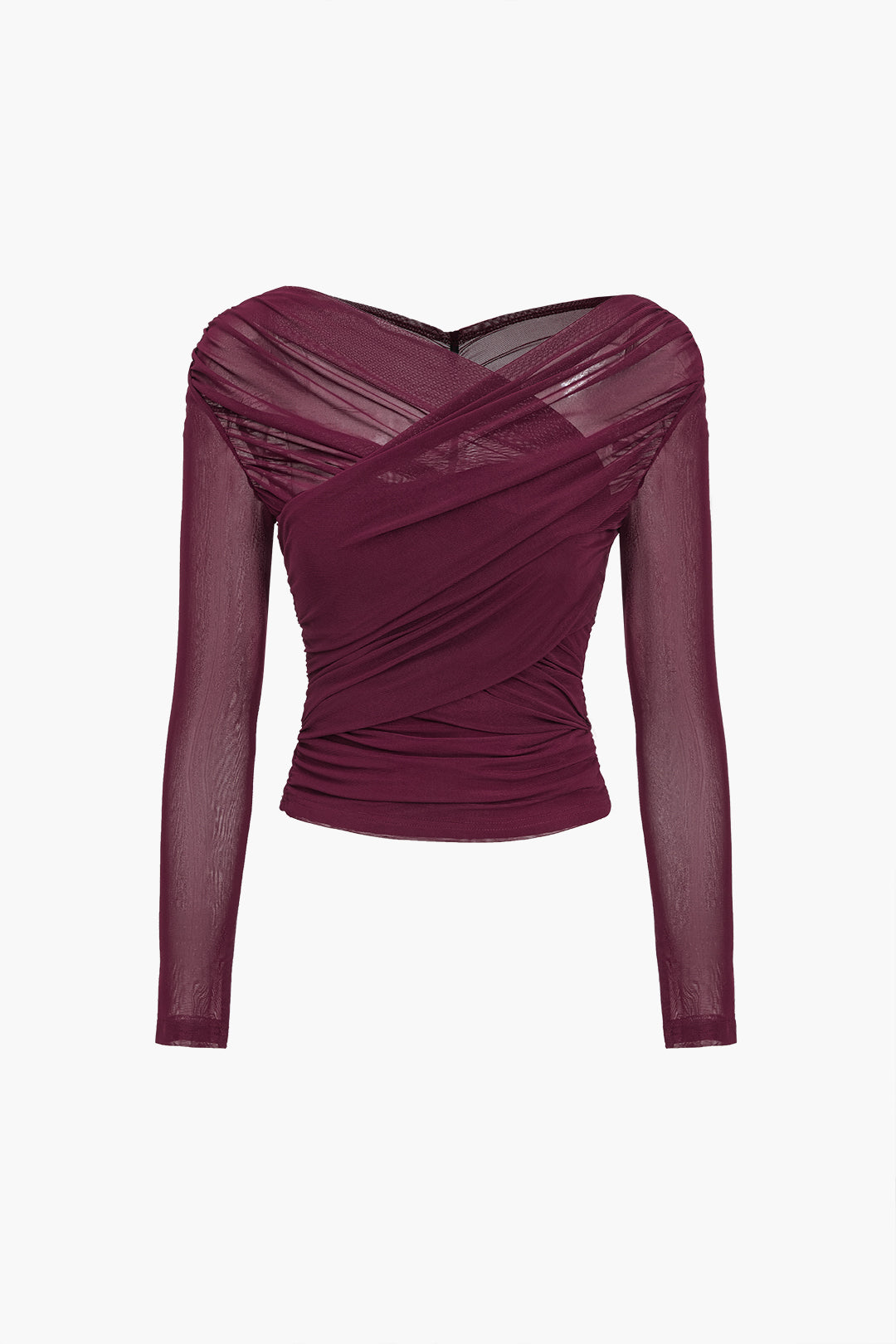 Top drapé | Tulle transparent | Élégance de soirée | Parfait pour dîner ou événement chic